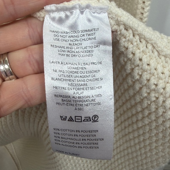 Anthropologie Pilcro Long Sleeve Open Stitch Duster Sweater cream color medium - Picture 6 of 9